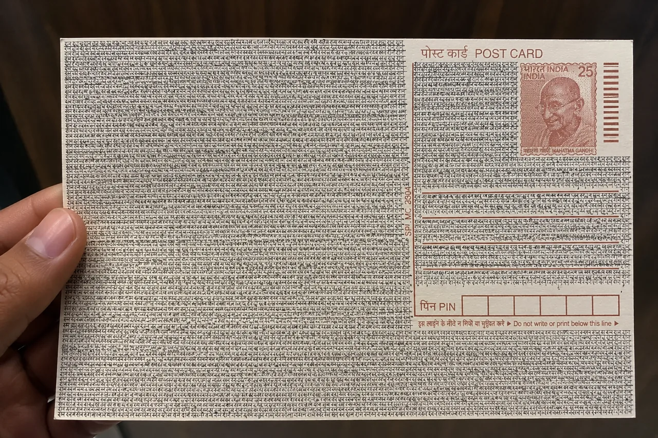 The postcard carrying the word Ram written 64,691 times